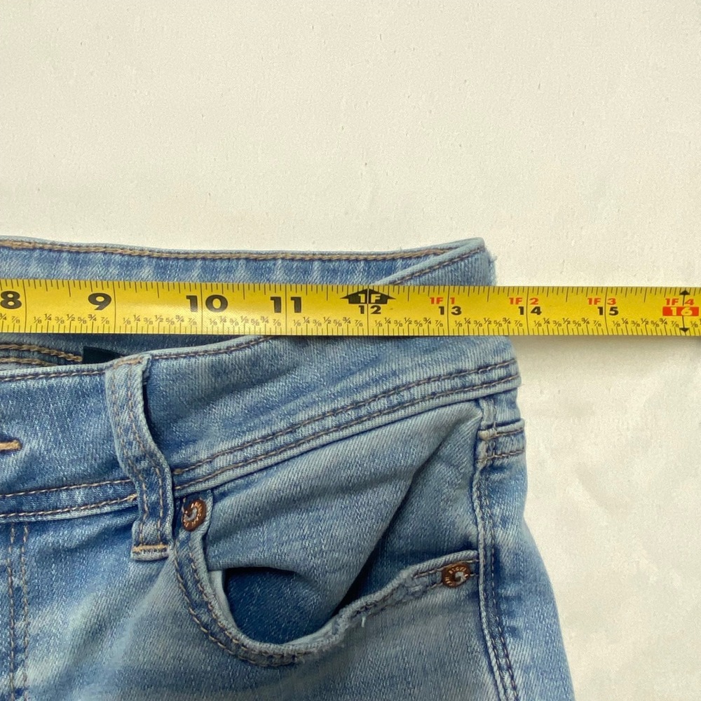 American Eagle Kick Boot Light Wash Raw Hem Jeans Next Level Stretch 2 X-Long - Picture 8 of 8